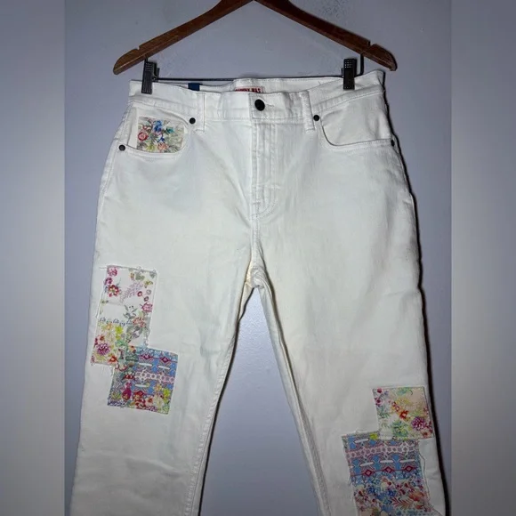 Johnny Was Dreamer Patchwork Cropped Boyfriend Jeans size 29 NEW - Picture 5 of 10